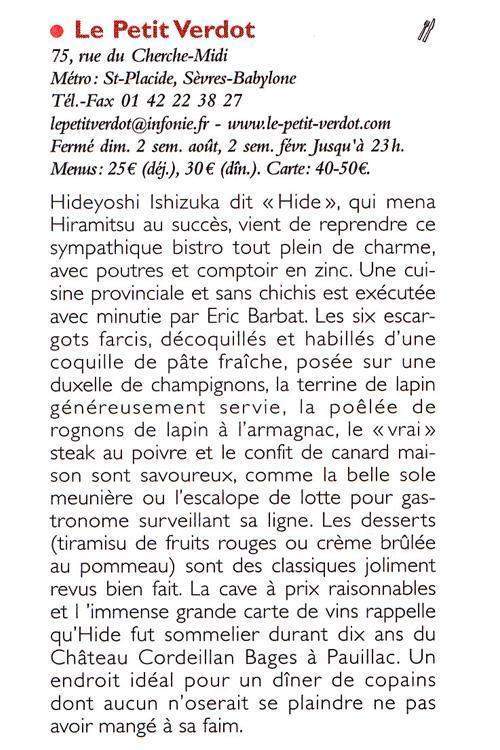 Le petit verdot le point Paris
