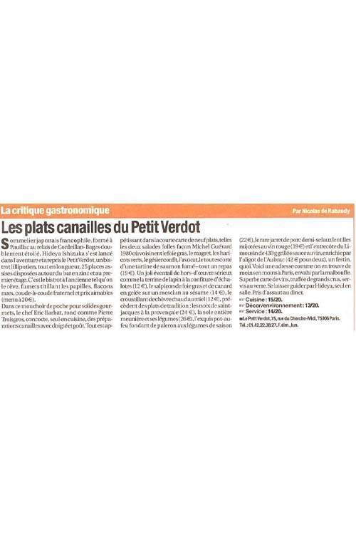 Article gastronomique Paris